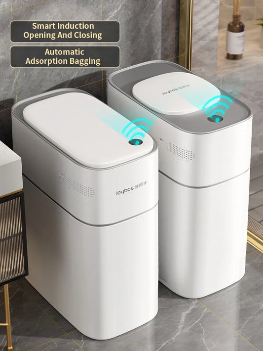 Joybos Smart Sensor Trash Can Intelligent Induction Bathroom Home Electronic Trash Can Automatic Bagging Induction Trash Can 14L